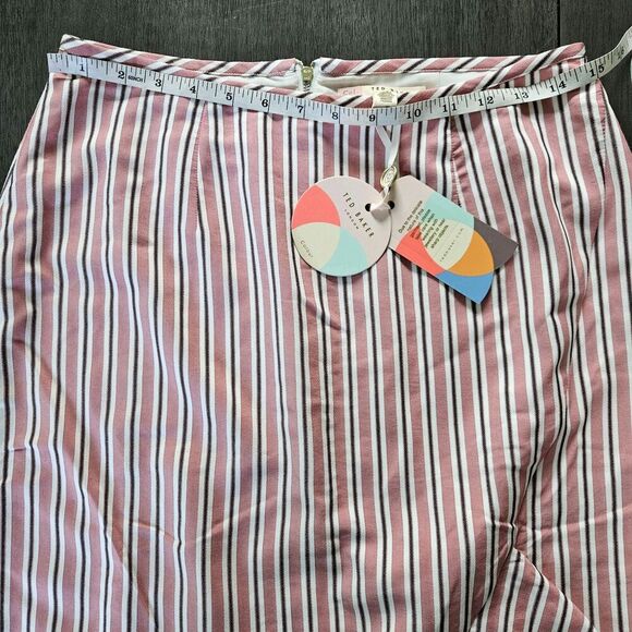 NWT Ted Baker Coryn Layered Striped Ruffle Midi Skirt Pink Women Ted 2/ US 6 - Picture 7 of 11